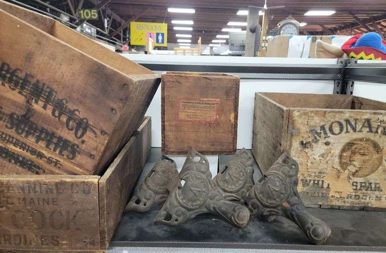 Lot Antique Wood Advertising Crates Dixon's Auction at Crumpton