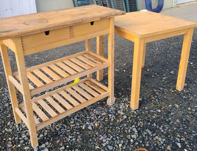 2 Wooden Work Tables Dixon's Auction at Crumpton