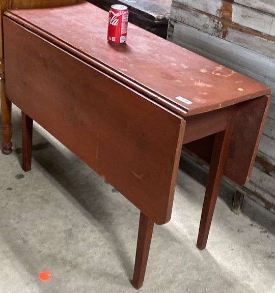 Antique Red Painted Dropleaf Table, Top Warped Dixon's Auction at