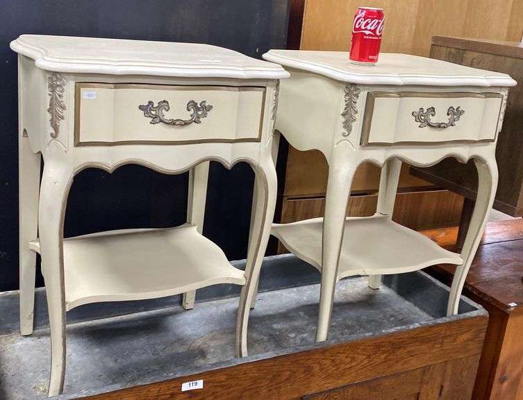 Pair French Provincial Style Painted Nightstands Dixon's Auction at Crumpton