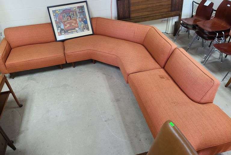 MCM Sectional Sofa, Upholstery Stained Dixon's Auction at Crumpton