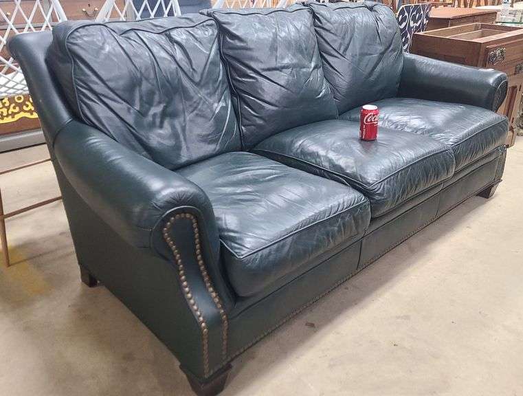 Classic Leather Green Leather Sofa Dixon's Auction at Crumpton