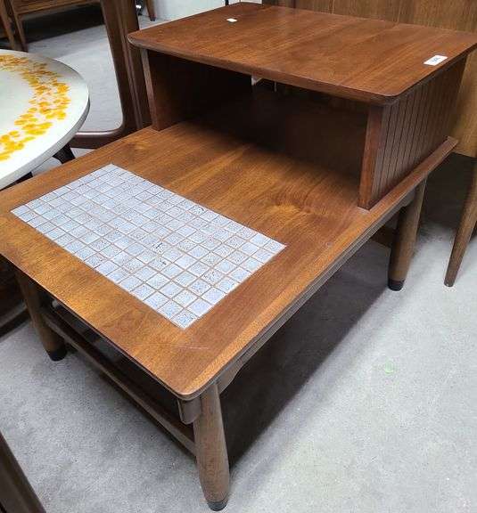 MCM Tile Top Two Tier End Table Dixon's Auction at Crumpton