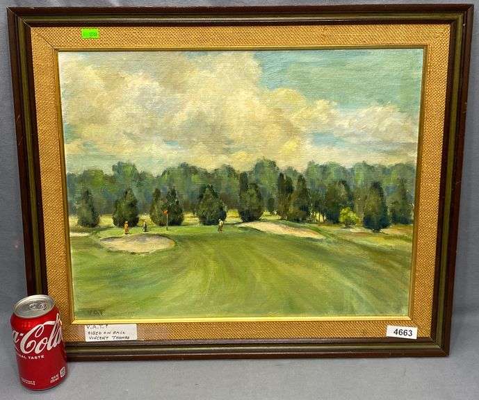 Vincent Thomas Golf Oil Painting Dixon's Auction at Crumpton