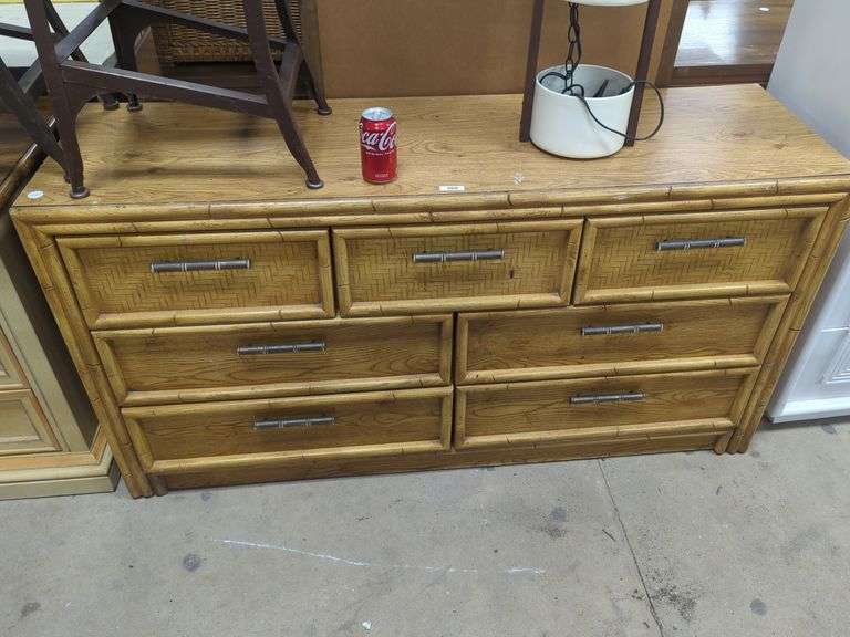 Lea MCM Faux Bamboo Double Dresser, Edge Wear Dixon's Auction at Crumpton