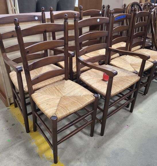 (8) Italian Rush Seat Farmhouse Ladderback Chairs Dixon's Auction at