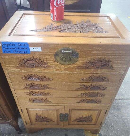 Southeast Asian Brass Flatware Set In Carved Dixon's Auction