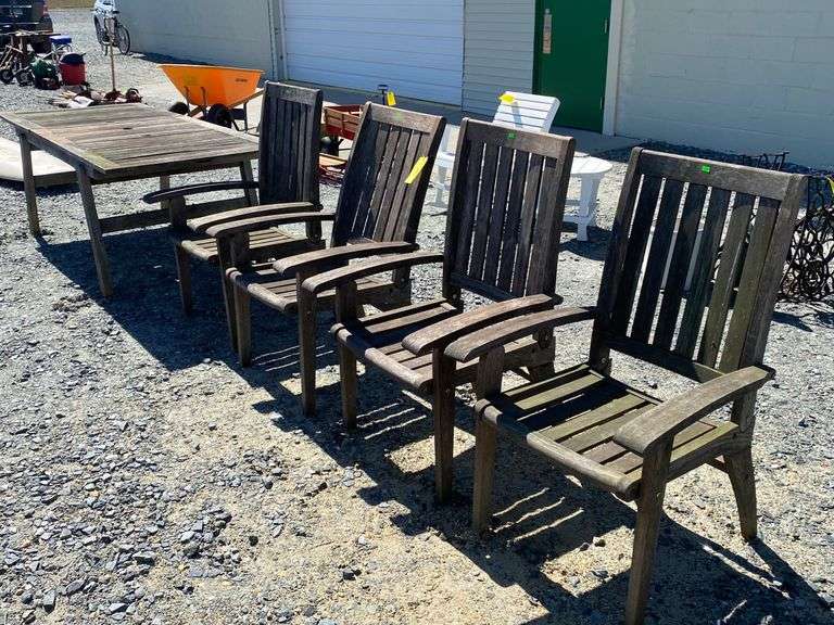 (5)Pc Wood Outdoor Table & Chair Set Dixon's Auction at Crumpton