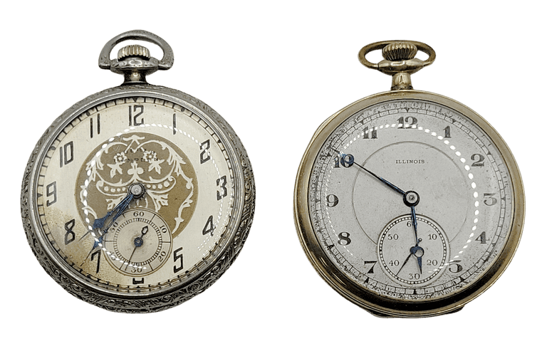 2 Vintage Pocket Watches Illinois & Dueber Hampden Dixon's Auction