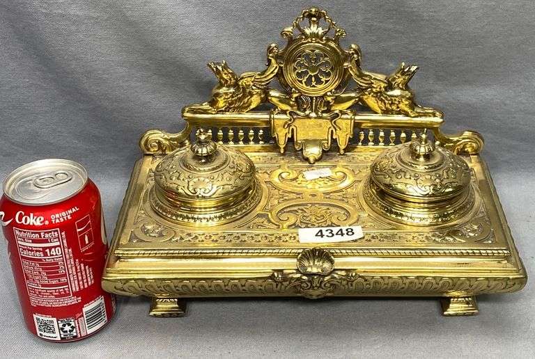 Antique Brass Inkstand Dixon's Auction at Crumpton