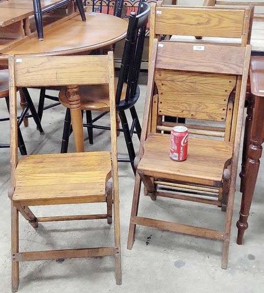 (4) Antique Oak Folding Chairs Dixon's Auction at Crumpton