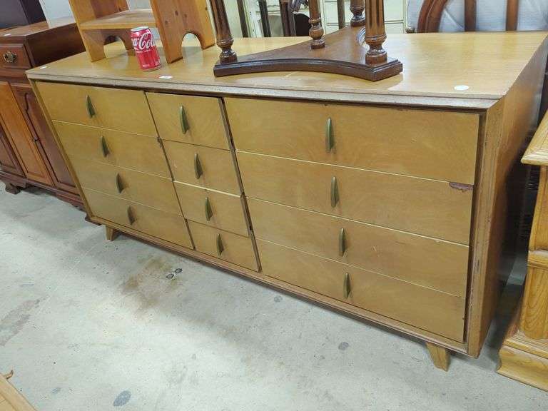MCM Triple Dresser Credenza, Minor Chips Dixon's Auction at Crumpton