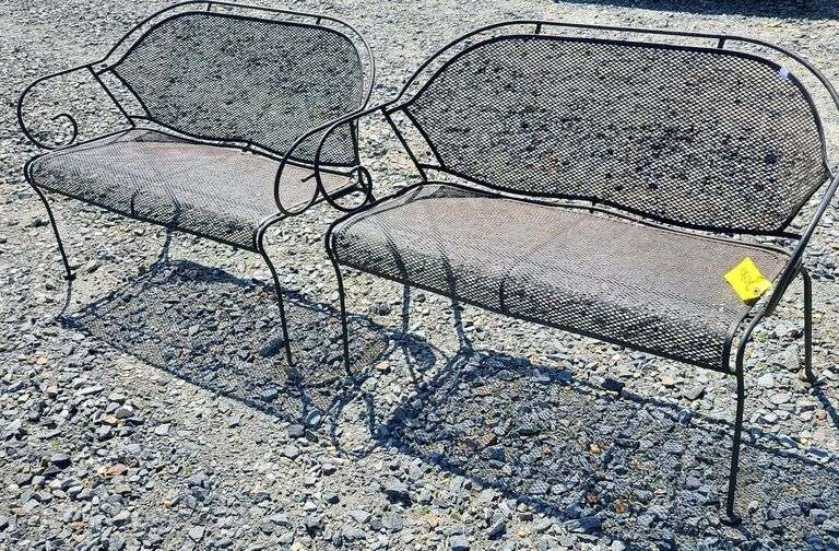 2 Wrought Iron Patio Benches Dixon's Auction at Crumpton