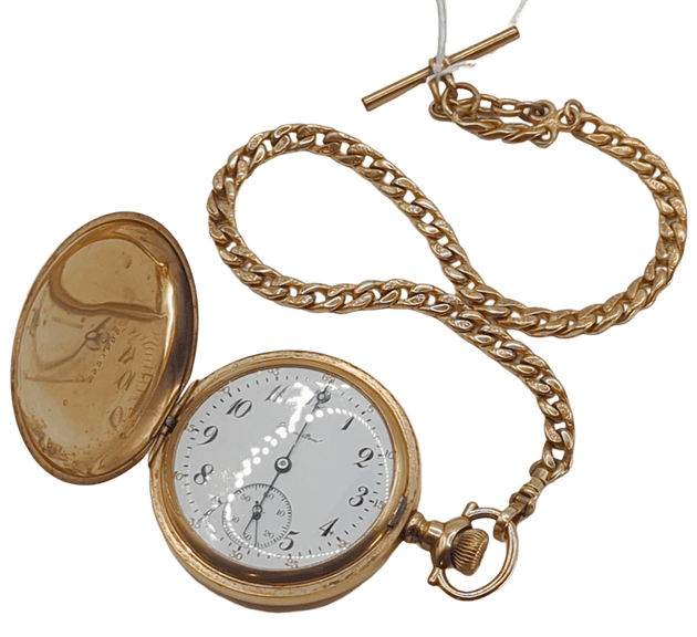 Large Hamilton Gold Filled Pocket Watch W/Chain Dixon's Auction at