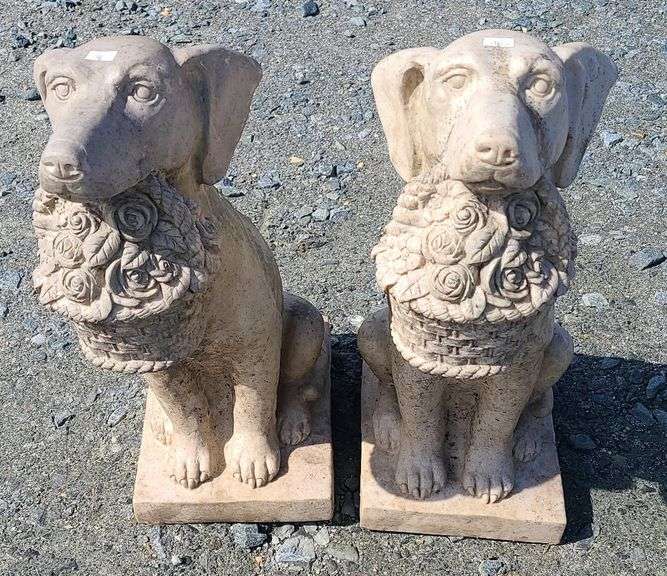2 Cement Dog Garden Statues Dixon's Auction at Crumpton