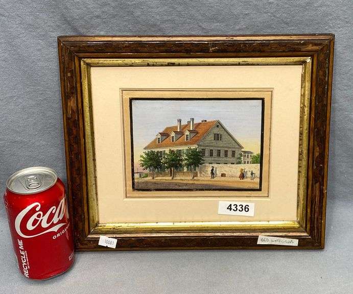 Antique Watercolor Painting Of HouseSigned Dixon's Auction at Crumpton