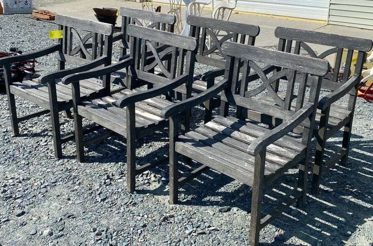 Lot 6 Vintage Wooden Outdoor Patio Chairs Dixon's Auction at Crumpton