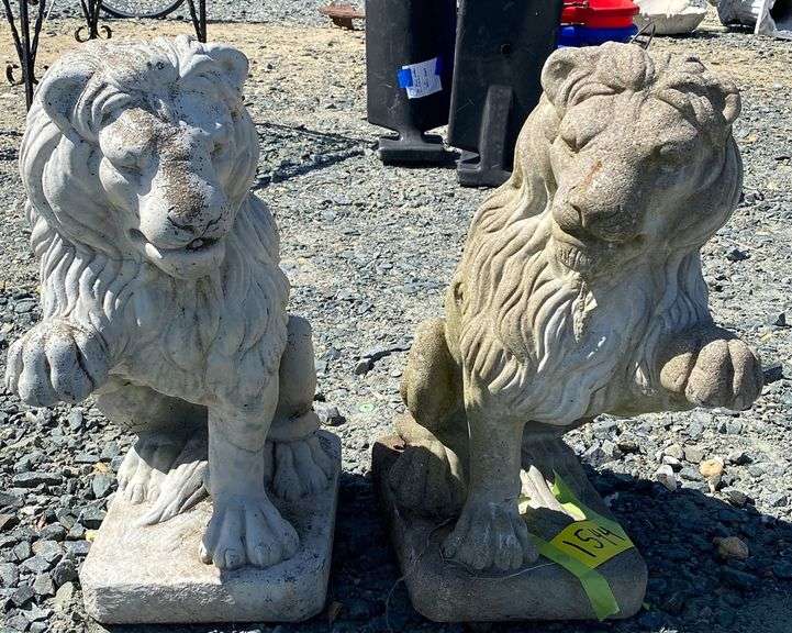 Lot 2 Vintage Concrete Lion Statues Dixon's Auction at Crumpton
