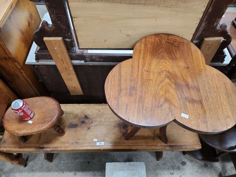 Rustic Knotty Pine Bench, Stool, Table (AsIs) Dixon's Auction at