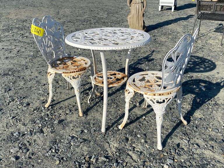 (3)Pc Vintage Cast Metal Table And Chair Set Dixon's Auction at Crumpton
