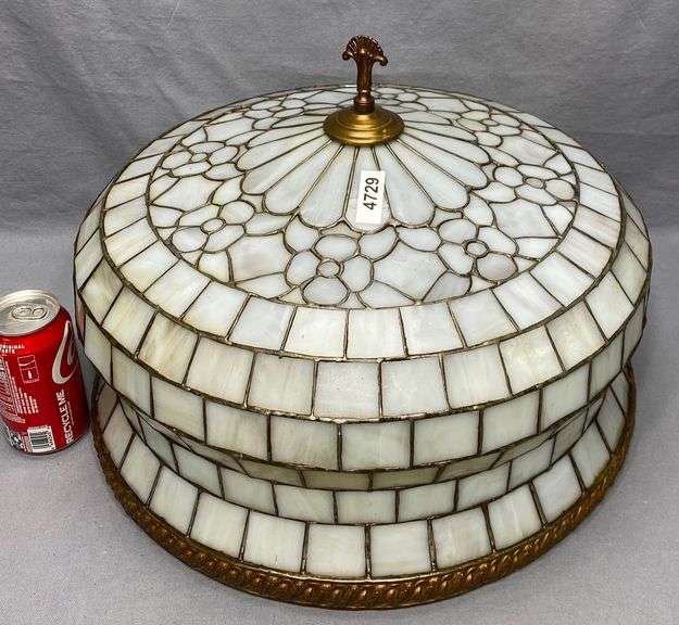 Vintage Leaded Glass Hanging Light Fixture Dixon's Auction at Crumpton