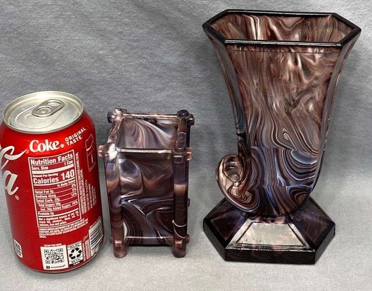 2 Purple Slag Glass Vases Dixon's Auction at Crumpton