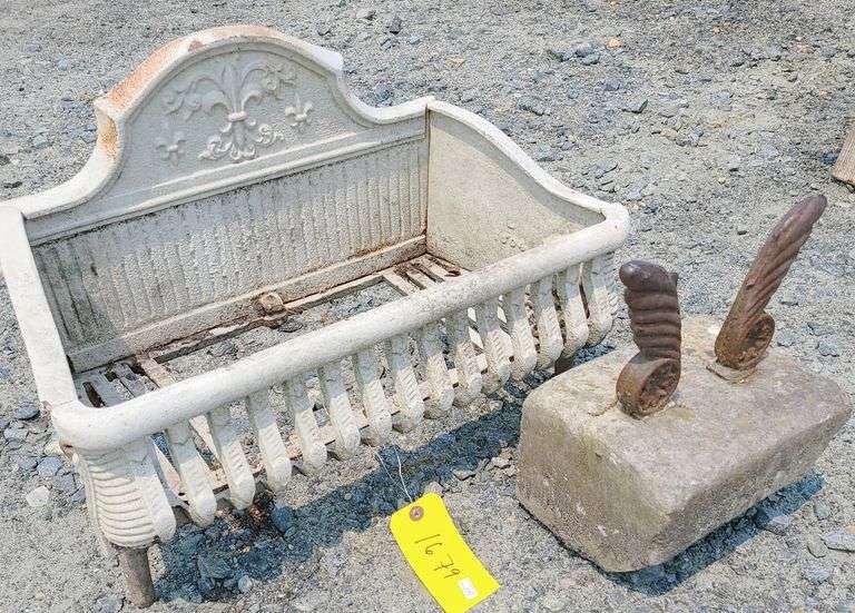 Antique Boot Scraper, And Fireplace Grate Dixon's Auction at Crumpton