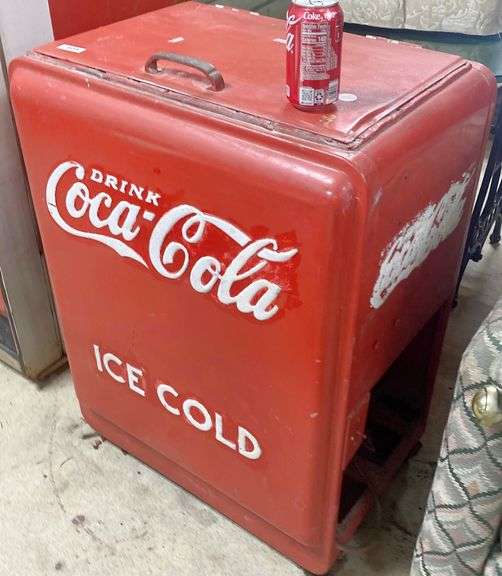 Vintage Coca Cola Small Size Cooler, Restoration To Exterior, Working
