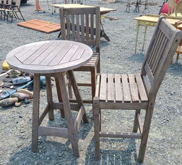 Teak High Top Table And 2 Chairs Dixon's Auction at Crumpton