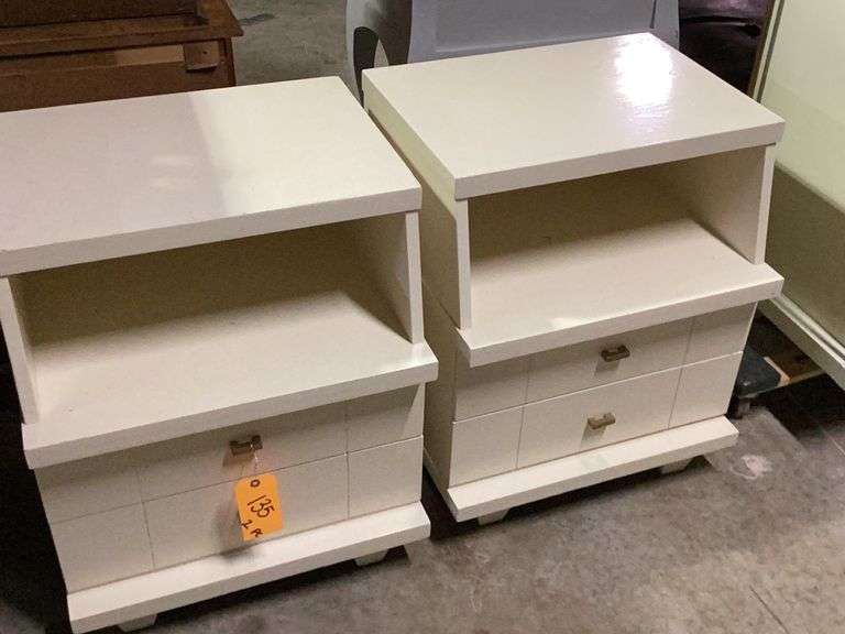 Two vintage white night stands Diamond G Auctioneers