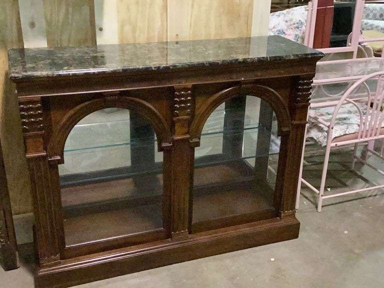 Marble Top Display with Glass Shelf Diamond G Auctioneers