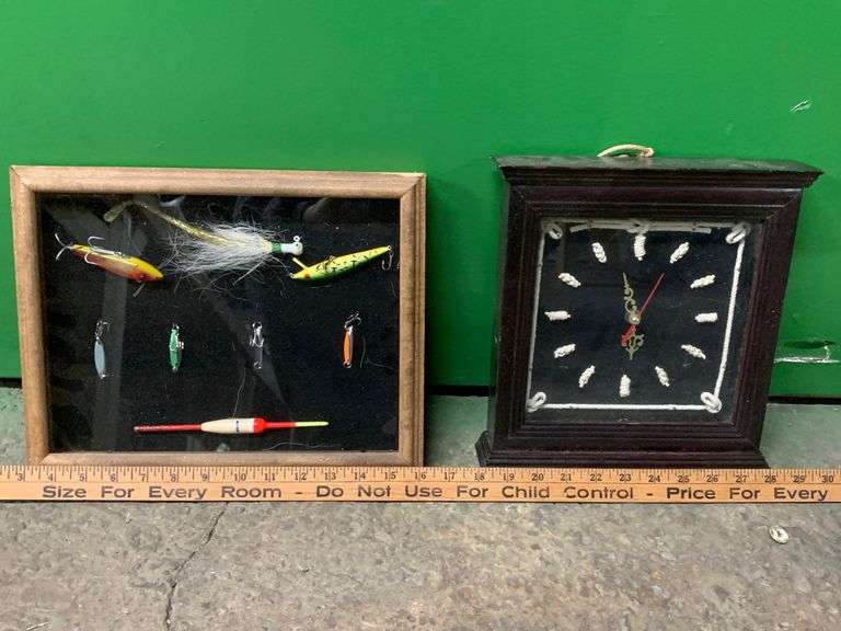 Nautical Knot Wall Clock & Fishing Lure Shadowbox Delaware Auction Center