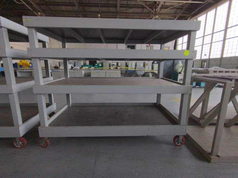 Mobile Wood Cart w/ 4 Shelves Delaware Auction Center