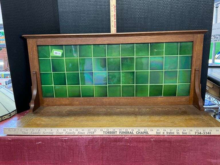 Green Tile Backed Wood Shelf Delaware Auction Center