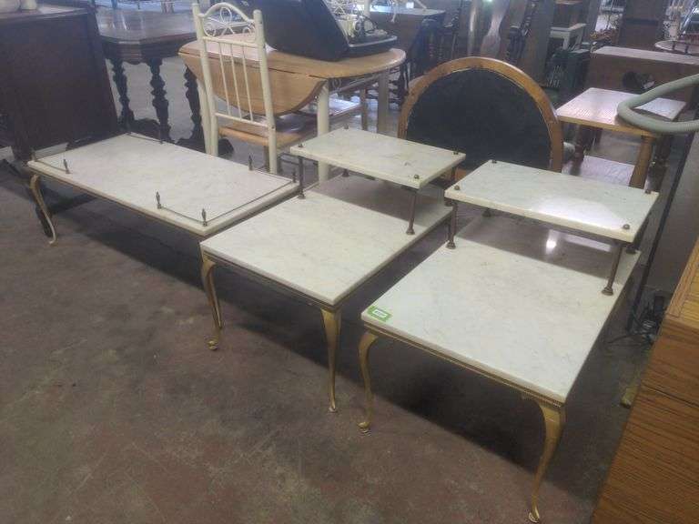MCM Marble Top End Tables & Coffee Table Delaware Auction Center