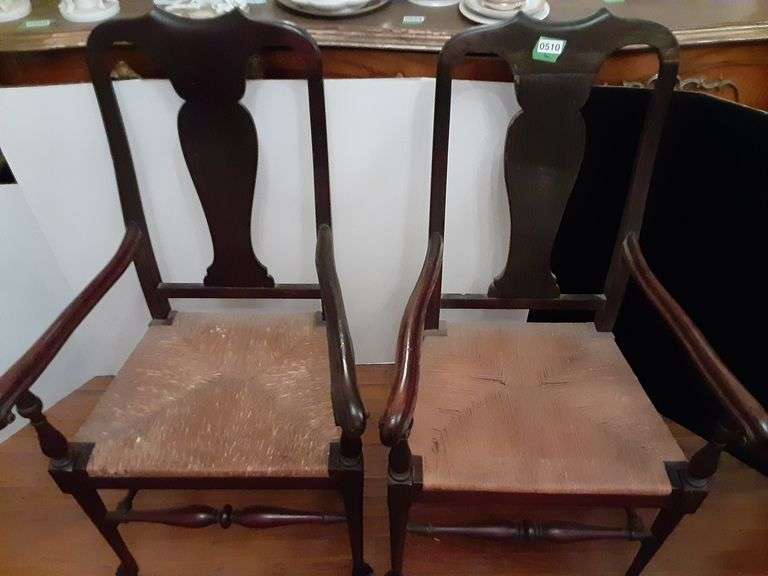 Pair of Woven Bottom Chairs Delaware Auction Center