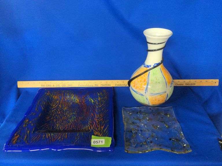 (3) Hand Blown Glass Pieces Delaware Auction Center