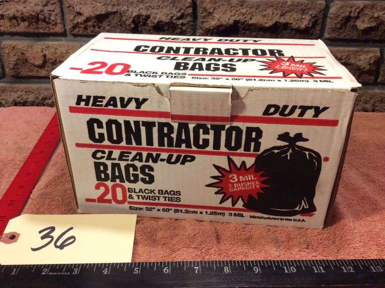 3 Mil. Contractor Trash Bags. Looks Unopened Duck Soup Auctions