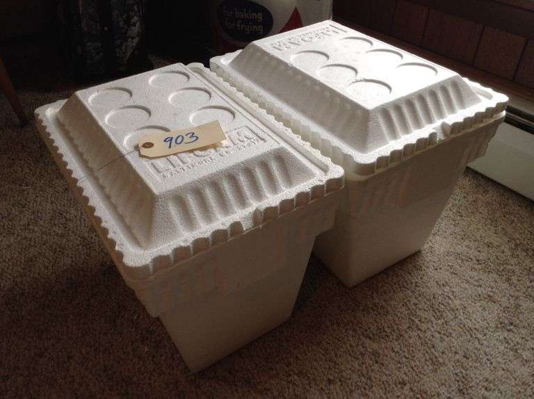 2 Styrofoam Coolers with Lids Duck Soup Auctions