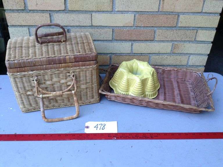 Wicker Baskets, Bunt Cake Mold Duck Soup Auctions