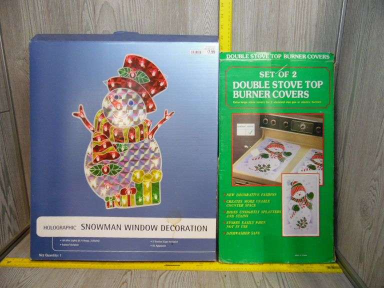 Snowman Window Decoration & Stove Top Burner Covers Dunker Auction