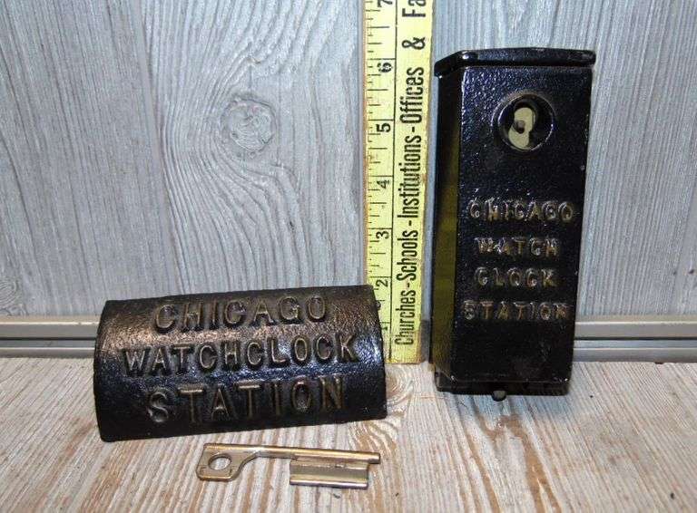 Chicago Watch Clock Station Key & Box Dunker Auction