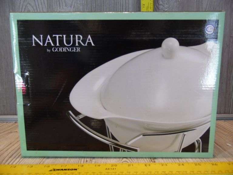 Plat à Boulangerie Godinger Natura – Porcelaine 1 Litre Avec Support Chauffant