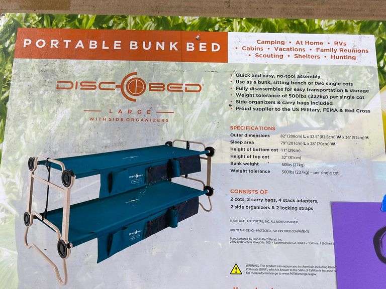 DISCO BED PORTABLE BUNK BED IN BOX Earl's Auction Company