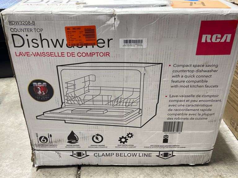 RCA COUNTERTOP DISHWASHER IN BOX MODEL RDW3208B Earl