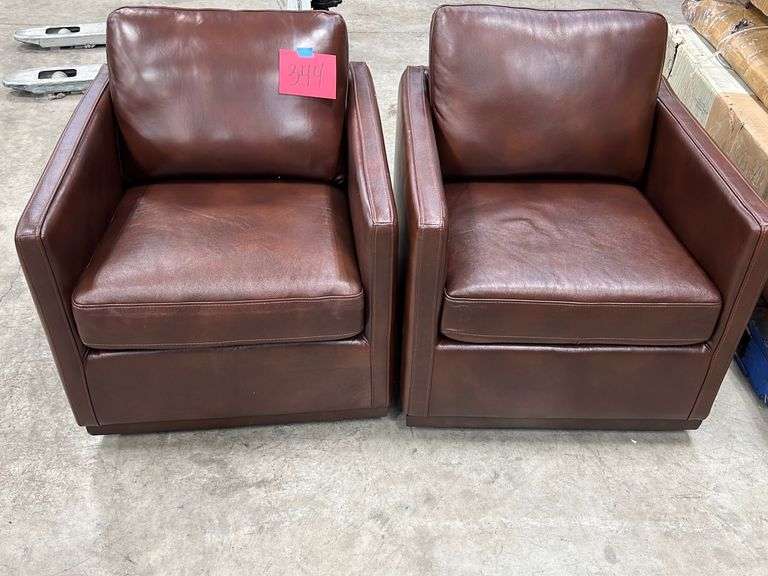 (2) COLE & RYE BROWN SWIVEL CHAIRS Earl's Auction Company