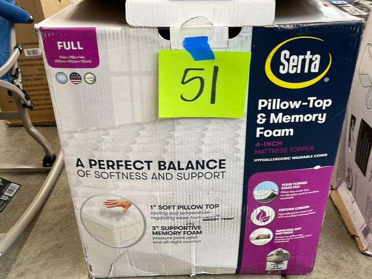 Topper serta full size mattress topper in box earl s auction company