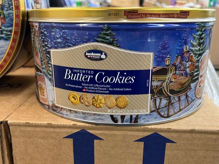 (20) JACOBSENS BUTTER COOKIES IN TINS (IN BOXES) Earl's Auction Company