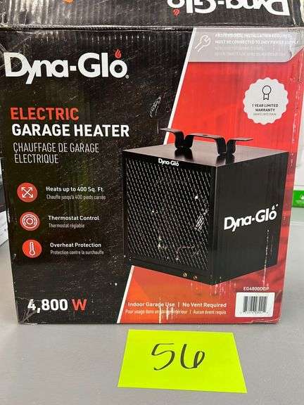 DYNA GLO ELECTRIC GARAGE HEATER IN BOX - Earl's Auction Company