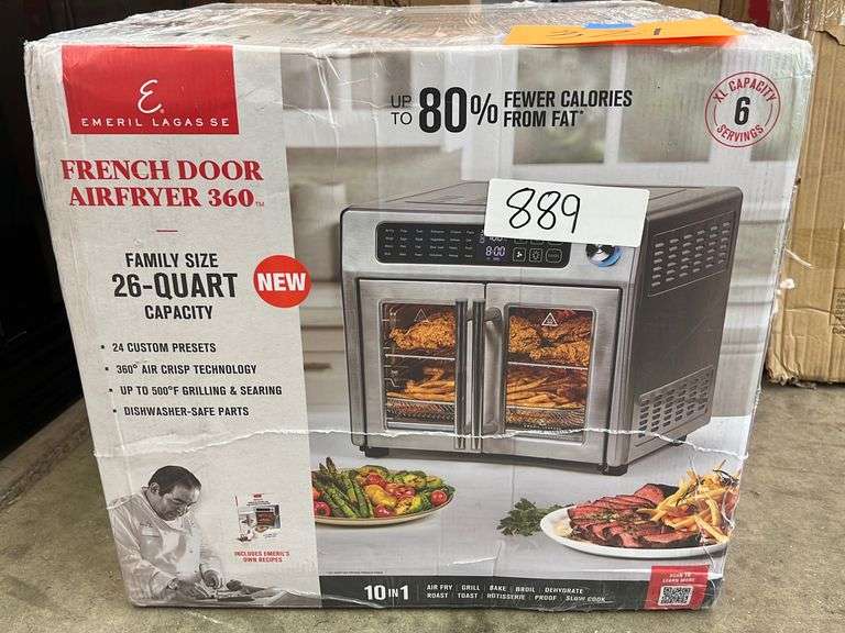 EMERIL LAGASSE 26QT FRENCH DOOR AIRFRYER 360 IN BOX Earl's Auction